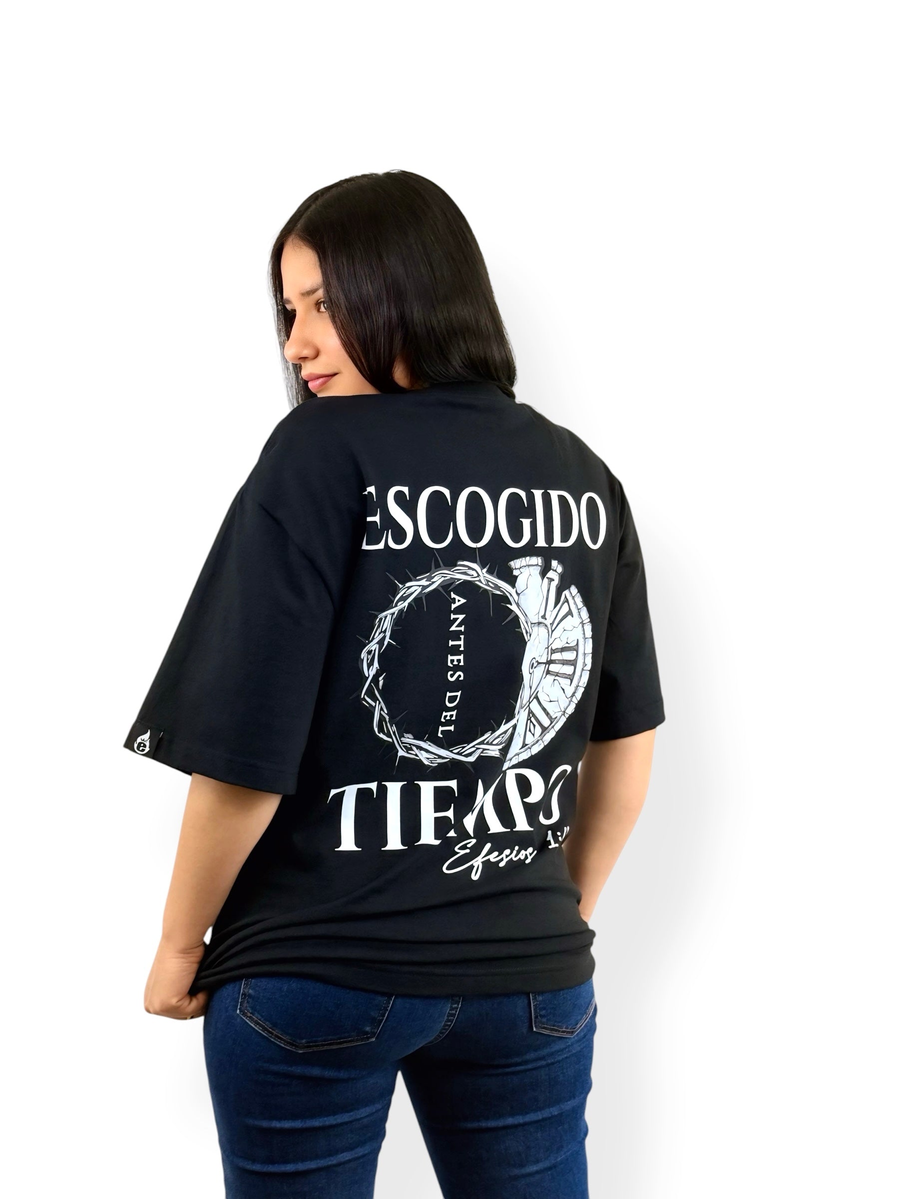 Antes del Tiempo – Colección Elegidos – Oversize Heavyweight Tee (Negro)