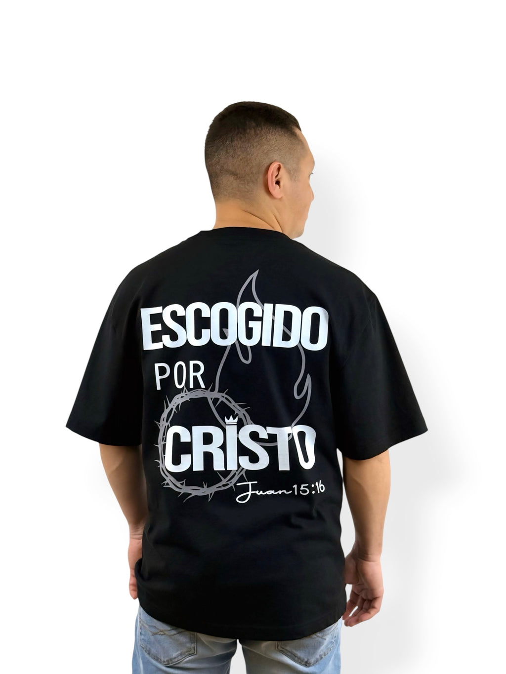 Escogido por Cristo – Colección Elegidos – Oversized Heavyweight Tee (Negro)