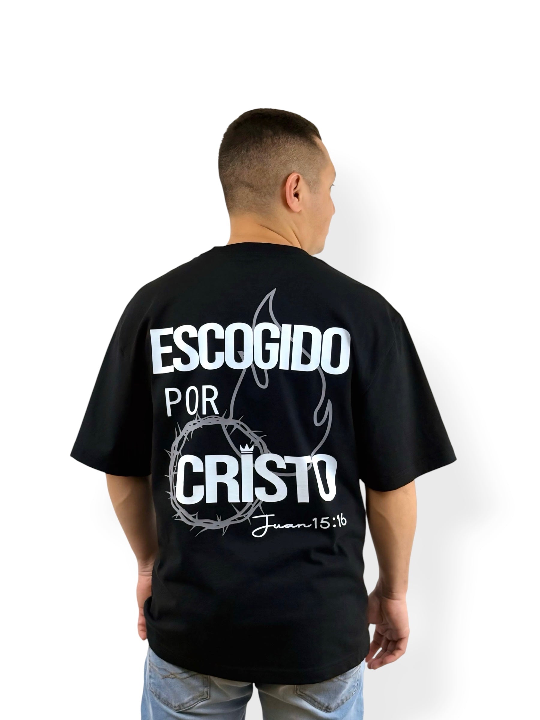 Escogido por Cristo – Colección Elegidos – Oversized Heavyweight Tee (Negro)